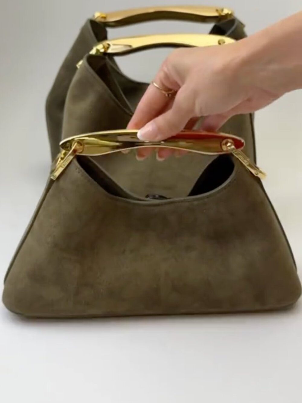 NWT. ELLEME Mini Boomerang Suede Truffle Handbag